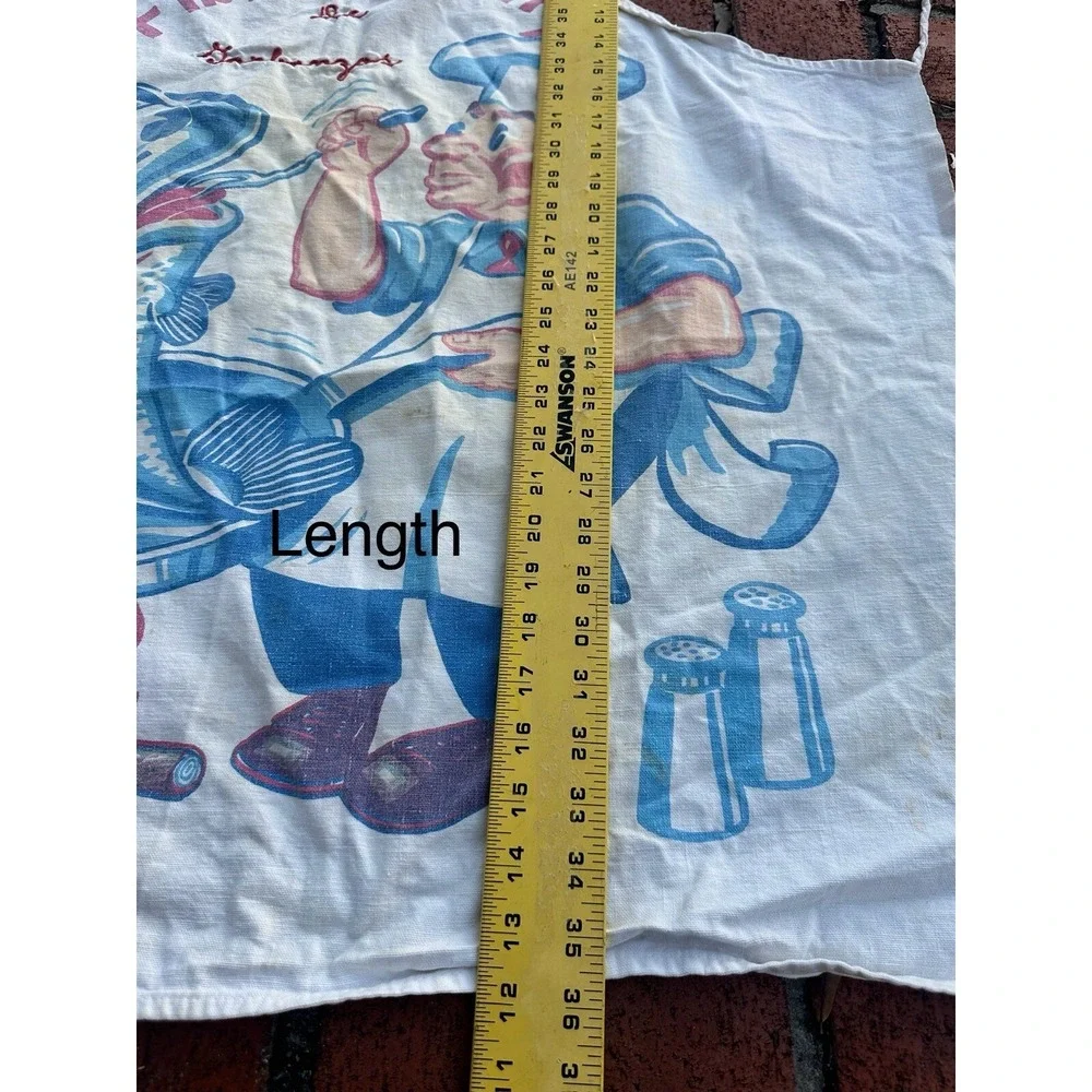 Apron chef cook Retro Fibbers Folly At Work kitchen novelty and Chefs Hat Vintag